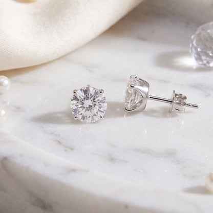 Product Images, Model Photos & Video Set (1.0ct*2 Solitaire Pierced Earrings ) | Lab-Grown Diamond Wholesale